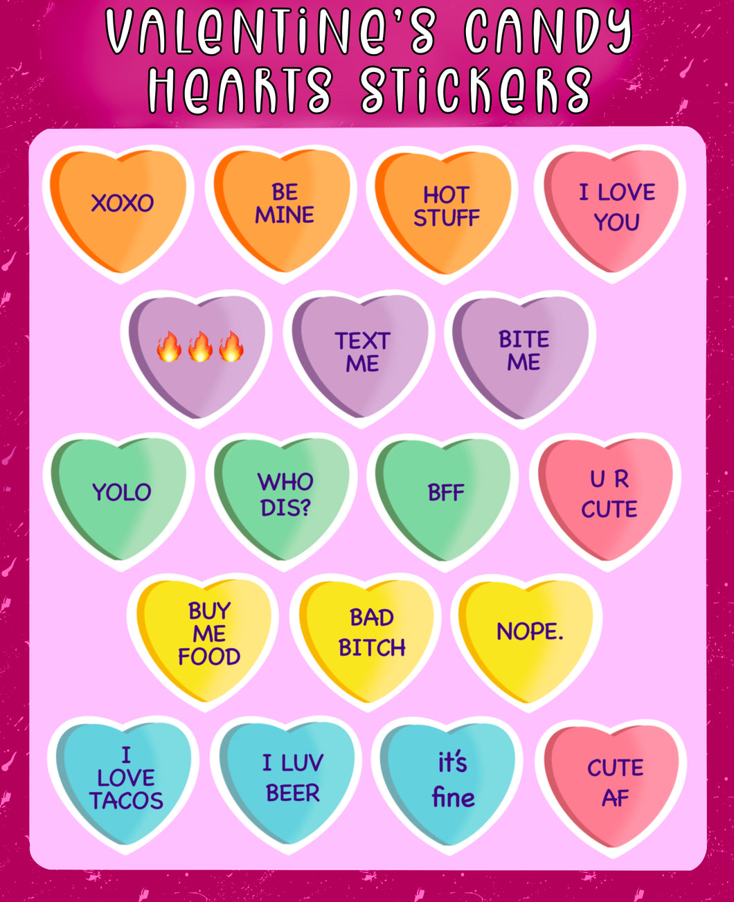 Valentine's Day Candy Convo Hearts stickers